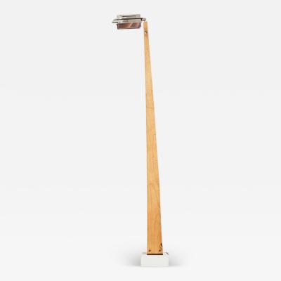 Italian Wood Floor Lamp with Travertine Base