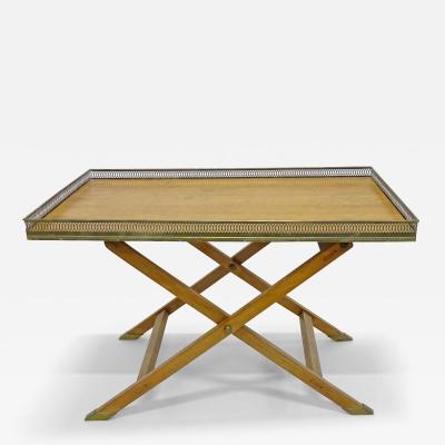 Italian Wood and Brass Folding Coffee Table 1950s