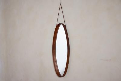 Italian Wood and Leather Mirror