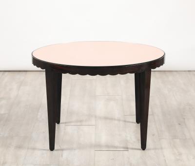 Italian Wood and Rose Gold Glass Scalloped Coffee Table circa 1950