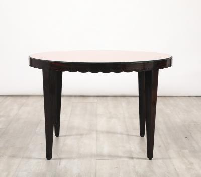 Italian Wood and Rose Gold Glass Scalloped Coffee Table circa 1950