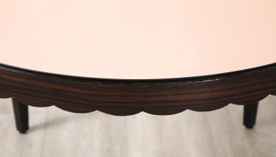 Italian Wood and Rose Gold Glass Scalloped Coffee Table circa 1950