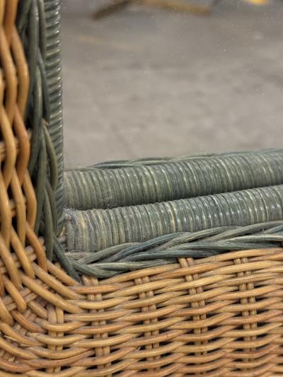 Italian Woven Rattan Mirror 1970s