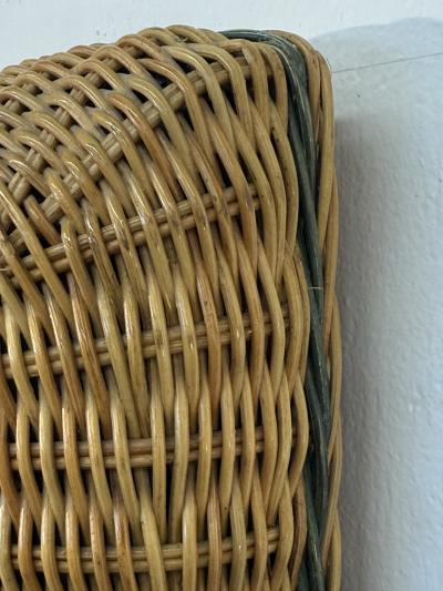 Italian Woven Rattan Mirror 1970s