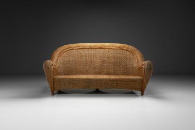 Italian Woven Wicker Sofa Italy 1960s