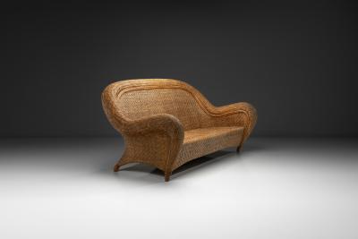 Italian Woven Wicker Sofa Italy 1960s