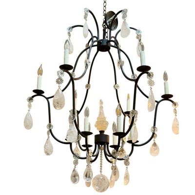 Italian Wrought Iron Rock Crystal Chandelier 1 of 2 Available