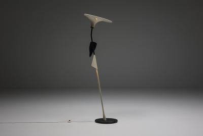Italian Yellow Black Floor Lamp 1950s
