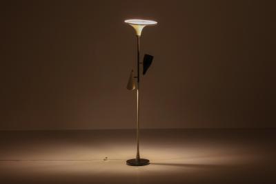 Italian Yellow Black Floor Lamp 1950s