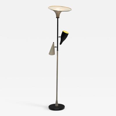 Italian Yellow Black Floor Lamp 1950s