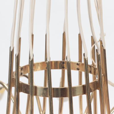 Italian brass and spun aluminum 16 arms chandeliers circa 1950 