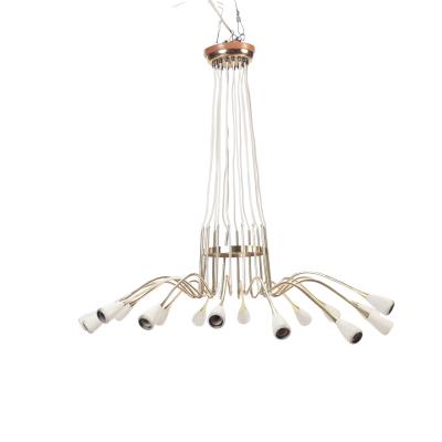 Italian brass and spun aluminum 16 arms chandeliers circa 1950 