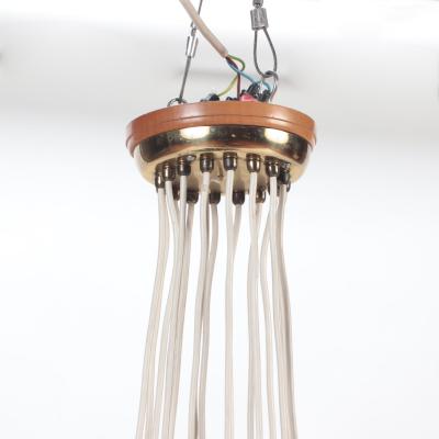 Italian brass and spun aluminum 16 arms chandeliers circa 1950 