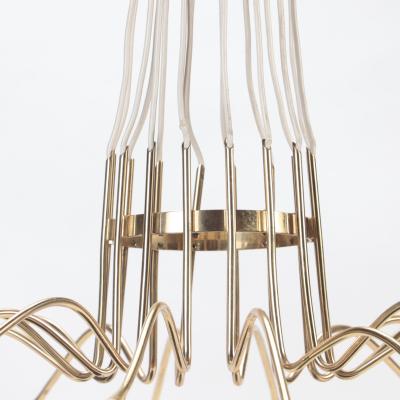 Italian brass and spun aluminum 16 arms chandeliers circa 1950 