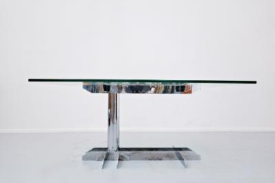 Italian desk table steel and glass 1970s