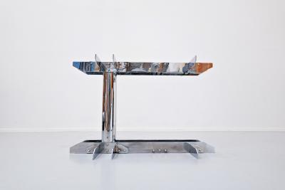 Italian desk table steel and glass 1970s