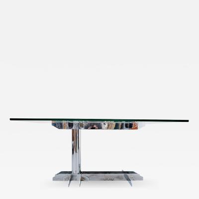 Italian desk table steel and glass 1970s