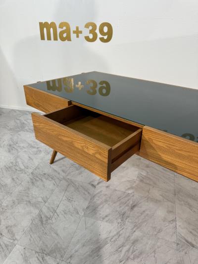 Italian desk with dark green glass top