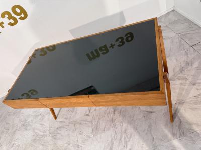 Italian desk with dark green glass top