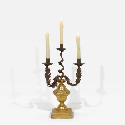 Italian early 19th Century Neoclassical Giltwood Candleholder