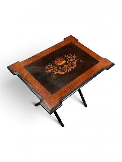 Italian ebonized inlaid folding table Circa 1880