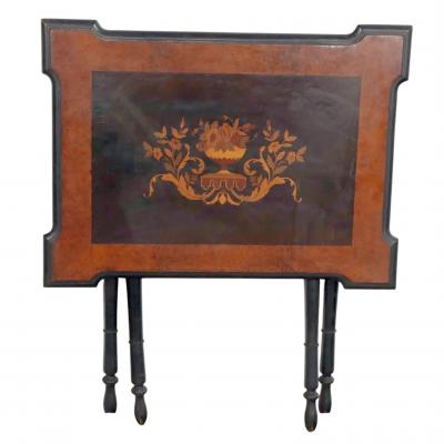 Italian ebonized inlaid folding table Circa 1880