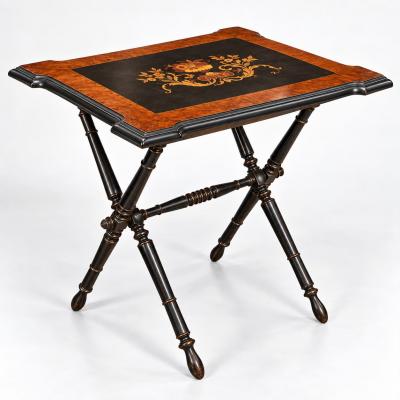 Italian ebonized inlaid folding table Circa 1880