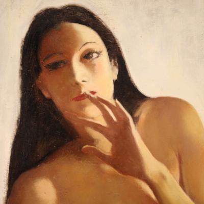 Italian female nude painting signed Vellani Marchi