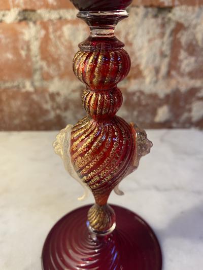 Italian handcrafted chalice in blown Murano glass 1970s