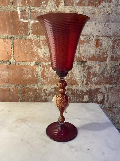 Italian handcrafted chalice in blown Murano glass 1970s