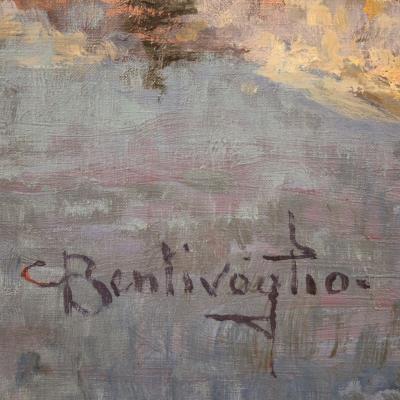 Italian landscape painting signed C Bentivoglio from the 20th century