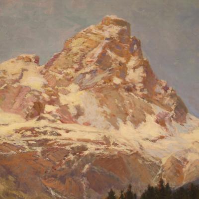 Italian landscape painting signed C Bentivoglio from the 20th century