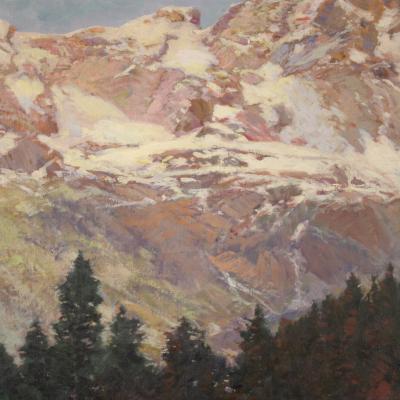 Italian landscape painting signed C Bentivoglio from the 20th century