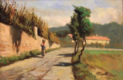 Italian landscape painting signed by C Filippelli