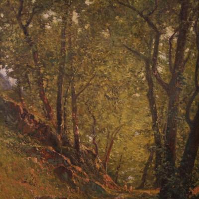 Italian landscape painting with sheep signed C Bentivoglio