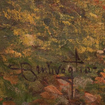 Italian landscape painting with sheep signed C Bentivoglio