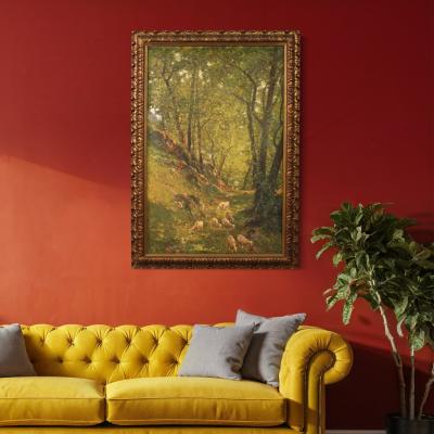 Italian landscape painting with sheep signed C Bentivoglio