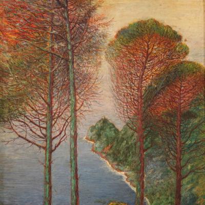 Italian landscape signed painting 20th century