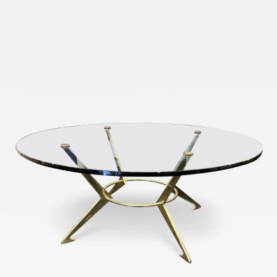 Italian large brass and glass circular coffee table