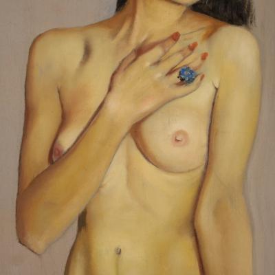 Italian nude painting signed by Mario Vellani Marchi dated 1969