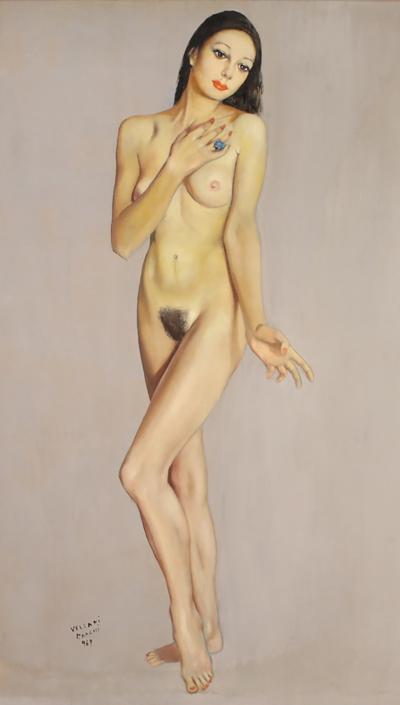 Italian nude painting signed by Mario Vellani Marchi dated 1969