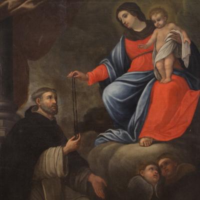 Italian painting from the 17th century Madonna and Child with Saint Dominic