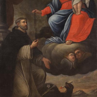 Italian painting from the 17th century Madonna and Child with Saint Dominic