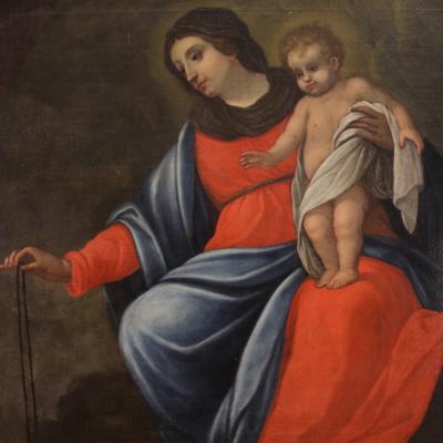 Italian painting from the 17th century Madonna and Child with Saint Dominic