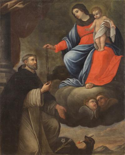 Italian painting from the 17th century Madonna and Child with Saint Dominic