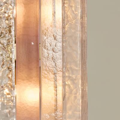 Italian pink and clear Murano glass and brass pendant