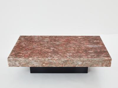 Italian rose crystalline alabaster coffee table late 1970s