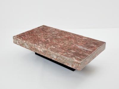 Italian rose crystalline alabaster coffee table late 1970s