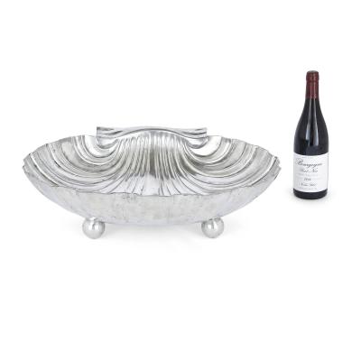 Italian scallop shell shaped pewter fruit bowl