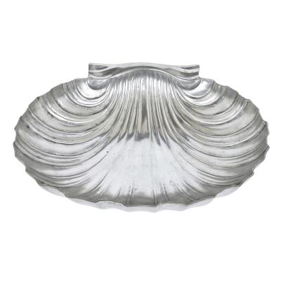 Italian scallop shell shaped pewter fruit bowl